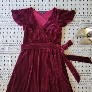 Modcloth Burgundy Velvet Timeless Embrace Midi Dress